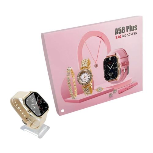 SMART WATCH A58 ESTUCHE C/ JOYERIA MODS-203 – ST – BLANCO-BEIGE