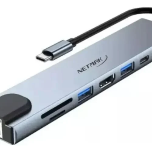 HUB USB netmak 8 en 1 usb c+hdmi +ts/sd